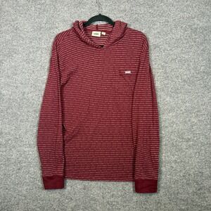 Vans Shirt Mens Large Burgundy Hooded Tshirt Hoodie Long Sleeve Pocket Skater